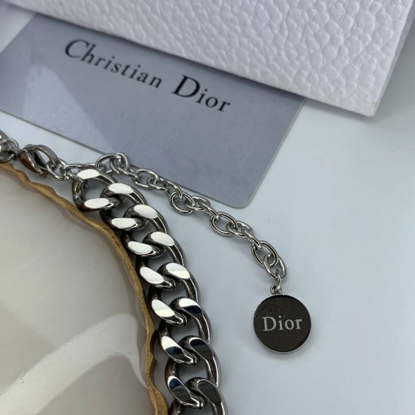 Диор массивная цепь / Dior с логотипом посеребрение люкс